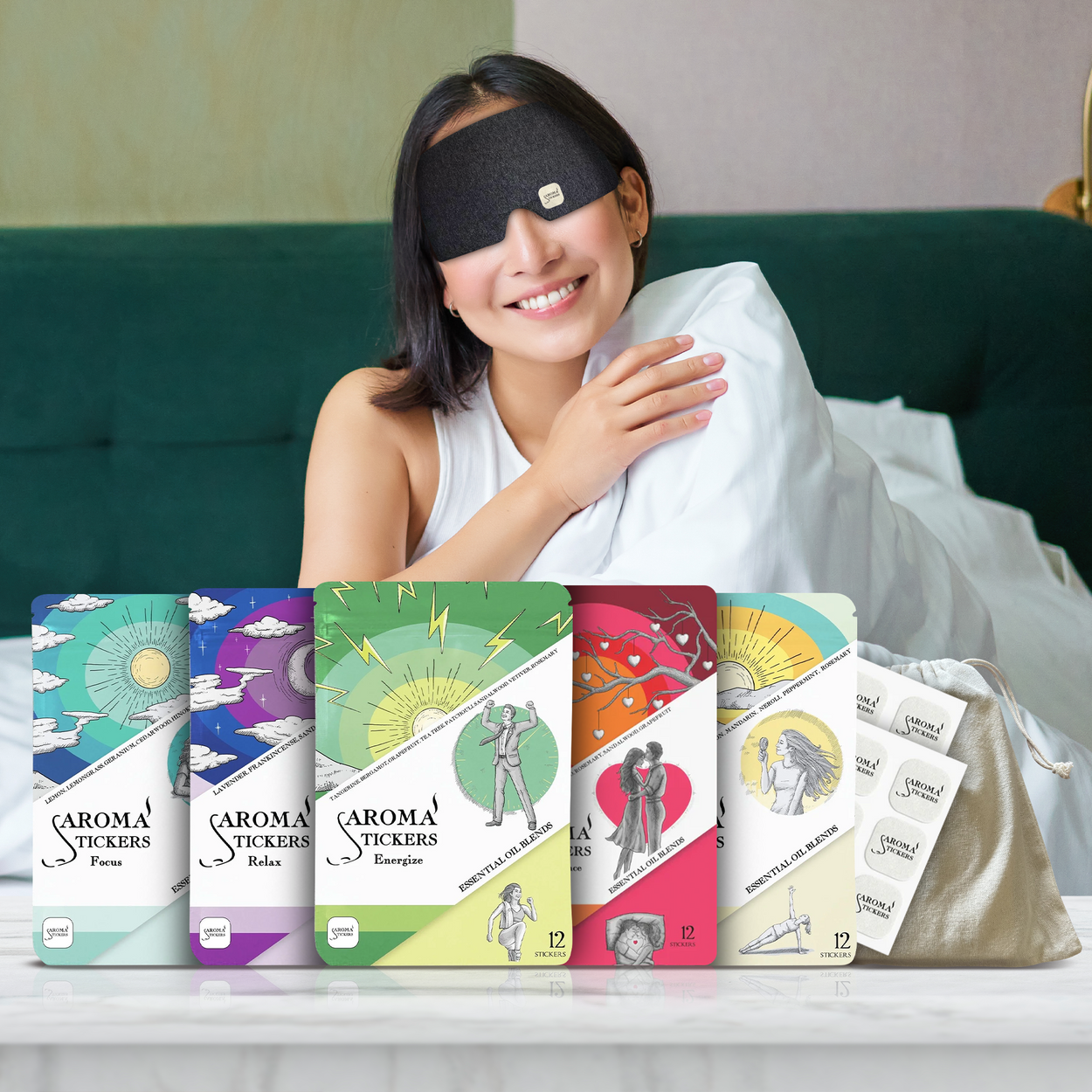 All In One - Blends Collection & Premium Eye Mask (5 Packs + Eye Mask) - Aroma Stickers